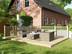 Power Timber Decking Kit Handrails on Two Sides - 3.6 x 4.8m