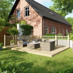 Power Timber Decking Kit Handrails on Two Sides – 3.6 x 4.8m