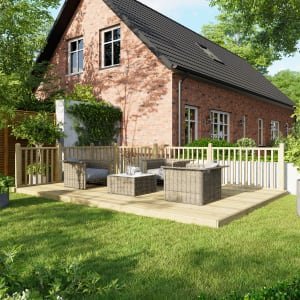 Power Timber Decking Kit Handrails on Two Sides – 3.6 x 5.4m