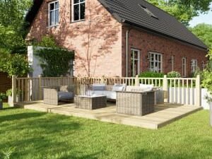Power Timber Decking Kit Handrails on Two Sides - 3.6 x 6m