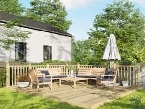 Power Timber Decking Kit Handrails on Two Sides - 4.2 x 4.8m