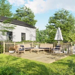 Power Timber Decking Kit Handrails on Two Sides – 4.2 x 5.4m