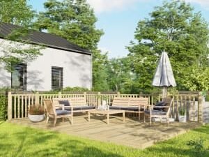 Power Timber Decking Kit Handrails on Two Sides - 4.2 x 6m