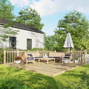 Power Timber Decking Kit Handrails on Two Sides – 4.8 x 4.8m