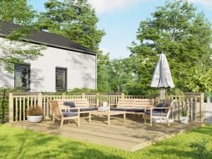 Power Timber Decking Kit Handrails on Two Sides - 4.8 x 5.4m