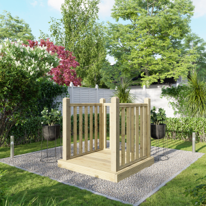 Power Timber Decking Kit Handrails on Three Sides – 1.2 x 1.2m