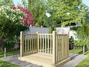 Power Timber Decking Kit Handrails on Three Sides - 1.2 x 1.8m
