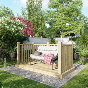Power Timber Decking Kit Handrails on Three Sides – 1.2 x 2.4m