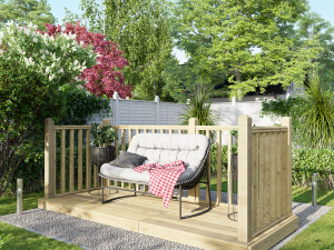 Power Timber Decking Kit Handrails on Three Sides - 1.2 x 3m