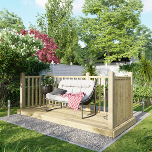 Power Timber Decking Kit Handrails on Three Sides – 1.2 x 3m