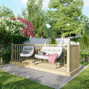 Power Timber Decking Kit Handrails on Three Sides – 1.2 x 3.6m