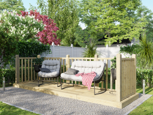 Power Timber Decking Kit Handrails on Three Sides - 1.2 x 4.2m