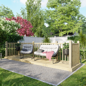 Power Timber Decking Kit Handrails on Three Sides – 1.2 x 4.8m