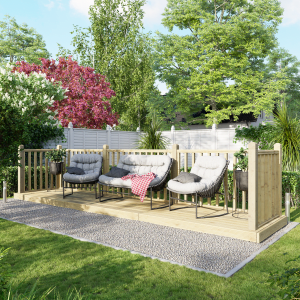 Power Timber Decking Kit Handrails on Three Sides – 1.2 x 5.4m