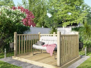 Power Timber Decking Kit Handrails on Three Sides - 1.8 x 2.4m