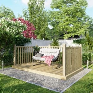 Power Timber Decking Kit Handrails on Three Sides – 1.8 x 3m