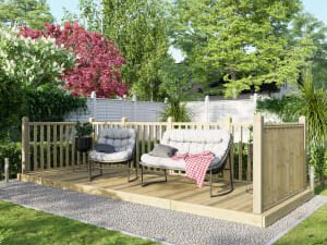 Power Timber Decking Kit Handrails on Three Sides - 1.8 x 4.8m