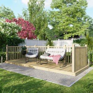 Power Timber Decking Kit Handrails on Three Sides – 1.8 x 4.8m
