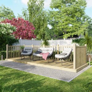 Power Timber Decking Kit Handrails on Three Sides – 1.8 x 5.4m