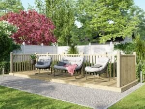 Power Timber Decking Kit Handrails on Three Sides - 1.8 x 6m