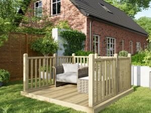Power Timber Decking Kit Handrails on Three Sides - 2.4 x 2.4m
