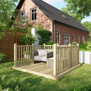 Power Timber Decking Kit Handrails on Three Sides – 2.4 x 2.4m