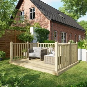 Power Timber Decking Kit Handrails on Three Sides – 2.4 x 3m