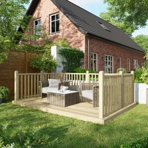 Power Timber Decking Kit Handrails on Three Sides – 2.4 x 3.6m