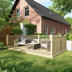 Power Timber Decking Kit Handrails on Three Sides – 2.4 x 4.2m