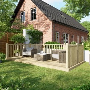Power Timber Decking Kit Handrails on Three Sides – 2.4 x 4.8m