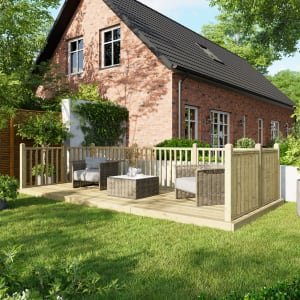 Power Timber Decking Kit Handrails on Three Sides – 2.4 x 5.4m