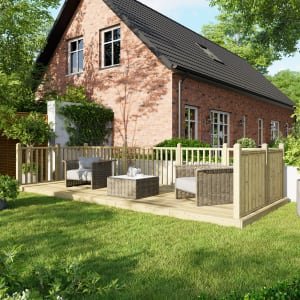 Power Timber Decking Kit Handrails on Three Sides – 2.4 x 6m