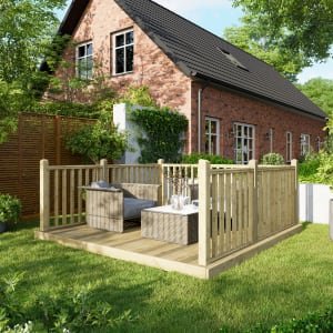 Power Timber Decking Kit Handrails on Three Sides – 3 x 3m