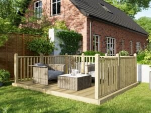Power Timber Decking Kit Handrails on Three Sides - 3 x 3.6m