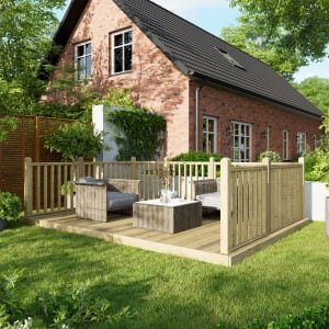Power Timber Decking Kit Handrails on Three Sides – 3 x 4.2m