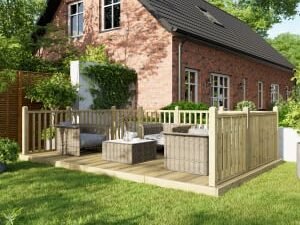 Power Timber Decking Kit Handrails on Three Sides - 3 x 4.8m
