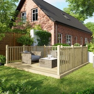 Power Timber Decking Kit Handrails on Three Sides – 3.6 x 3.6m
