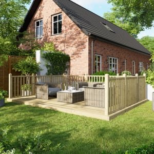 Power Timber Decking Kit Handrails on Three Sides – 3.6 x 4.8m