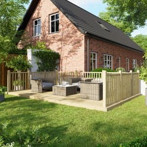 Power Timber Decking Kit Handrails on Three Sides – 3.6 x 5.4m