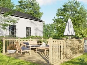 Power Timber Decking Kit Handrails on Three Sides - 4.2 x 4.2m