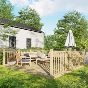 Power Timber Decking Kit Handrails on Three Sides – 4.2 x 4.2m