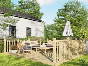 Power Timber Decking Kit Handrails on Three Sides - 4.2 x 4.8m