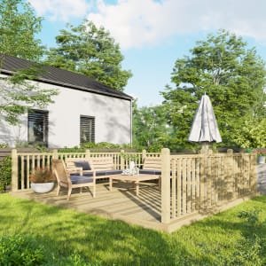 Power Timber Decking Kit Handrails on Three Sides – 4.2 x 4.8m