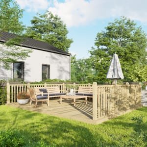 Power Timber Decking Kit Handrails on Three Sides – 4.2 x 5.4m