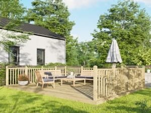 Power Timber Decking Kit Handrails on Three Sides - 4.8 x 6m