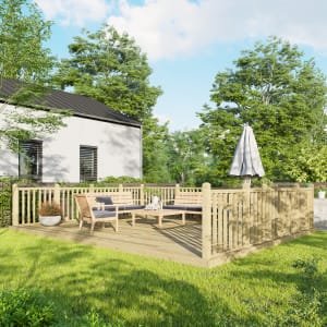 Power Timber Decking Kit Handrails on Three Sides – 4.8 x 6m