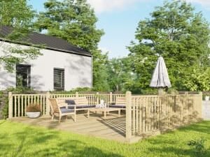 Power Timber Decking Kit Handrails on Three Sides - 5.4 x 6m