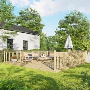Power Timber Decking Kit Handrails on Three Sides – 5.4 x 6m