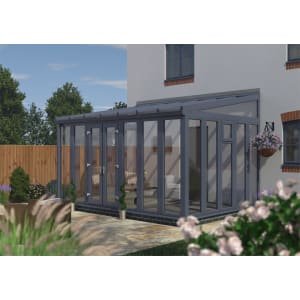 Euramax Lean To Conservatory Full Height – Anthracite Grey – 14 ft x 10ft
