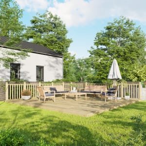 Power Timber Decking Kit Handrails on Two Sides – 6 x 6m